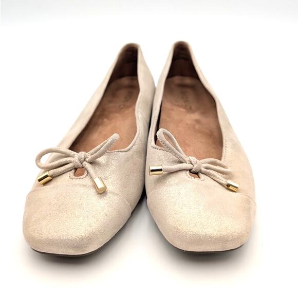 Vionic Klara Cap Toe Ballet Flats Women's Gold Metallic Leather Size US8 EU38.5 - Picture 2 of 13